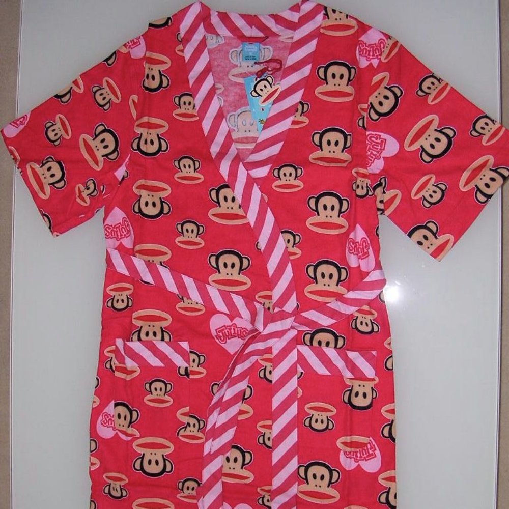 GENUINE PAUL FRANK MARGOT FLANNEL ROBE RED SIZE XS